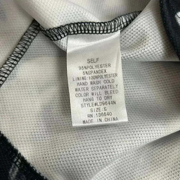 L'Atiste by Amy Womens SM Mini Shift Dress Navy Blue White Floral Long Sleeve - Picture 7 of 10